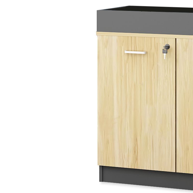 Contemporary Style File Cabinet Wooden Frame Lock Storage Filing Cabinet