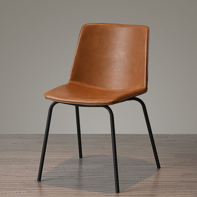 Chaise de salle à manger industrielle en métal, chaises latérales rembourrées sans accoudoirs en cuir pour usage domestique
