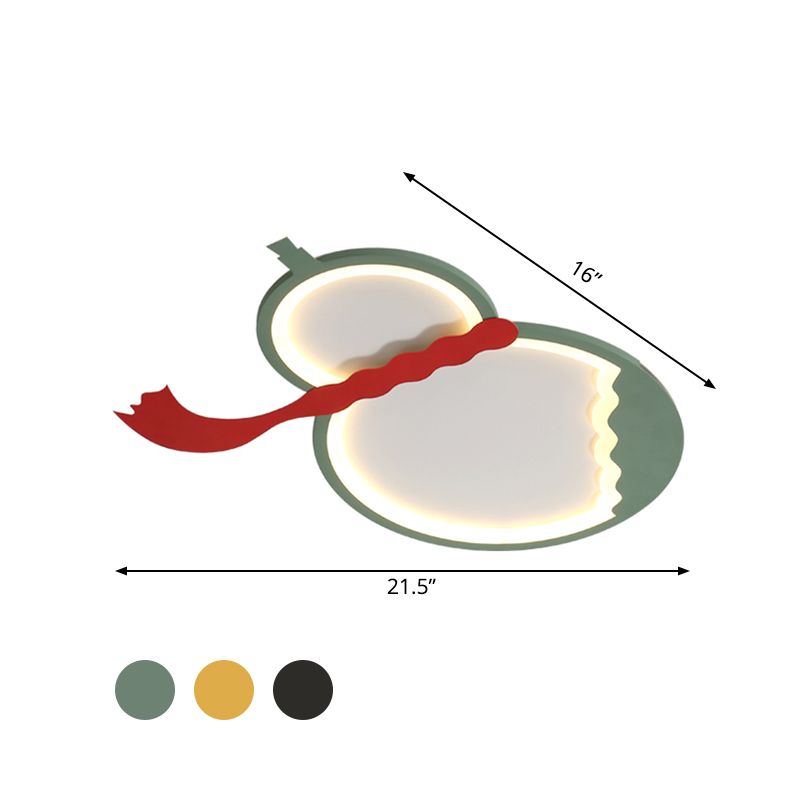 Black/Green/Yellow Gourd Flush Mount Light Contemporary Acrylic LED Ceiling Mounted Fixture with Red Belt for Bedroom