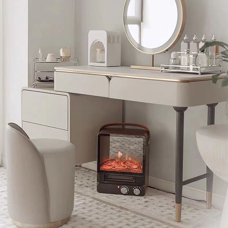 White Vanity Metal Make-up Vanity Stone Top Dressing Table Stool Set