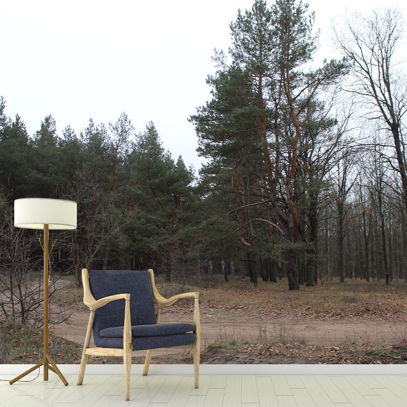 Pine Tree Mural Wall Covering Decorative Mildew Resistant for Sitting Room