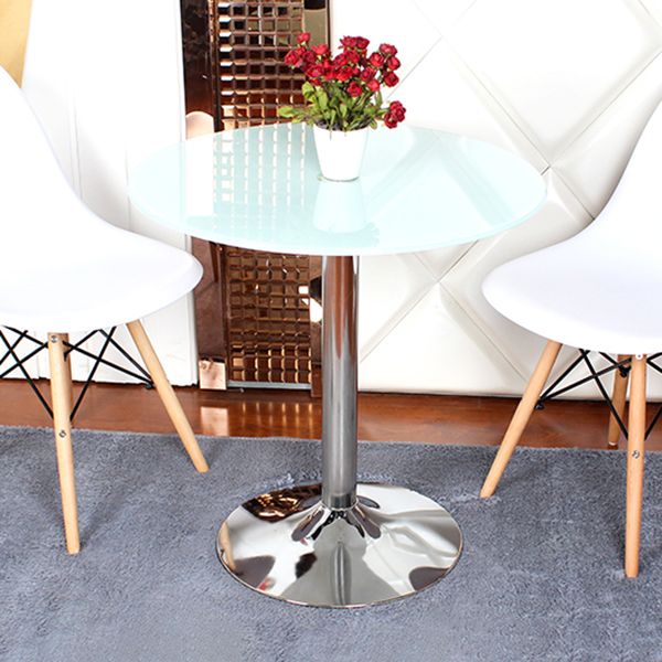 Round Tulip Base Contemporary Dining Table Three-Color Fixed Table of Glass