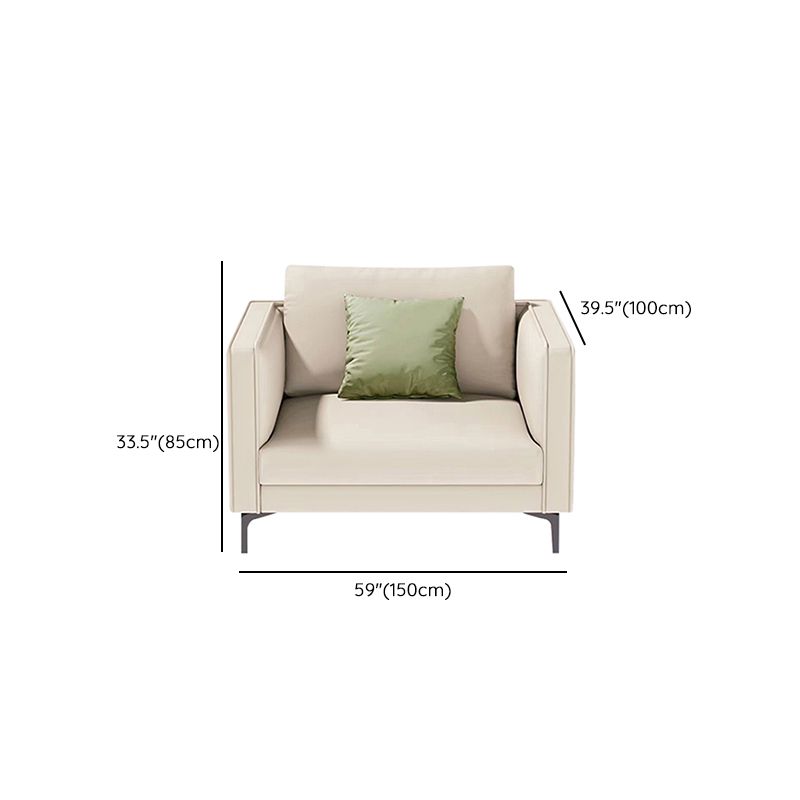 Contemporary Genuine Leather Pillows Square Arm Living Room Seating