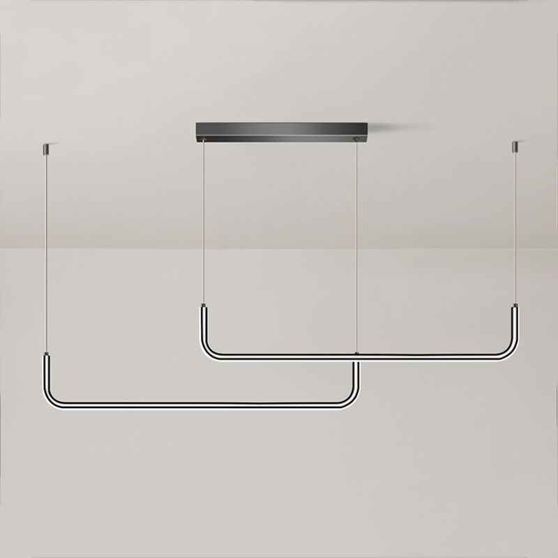 Idées d'éclairage d'île linéaire de forme moderne pendentifs îles métalliques en noir