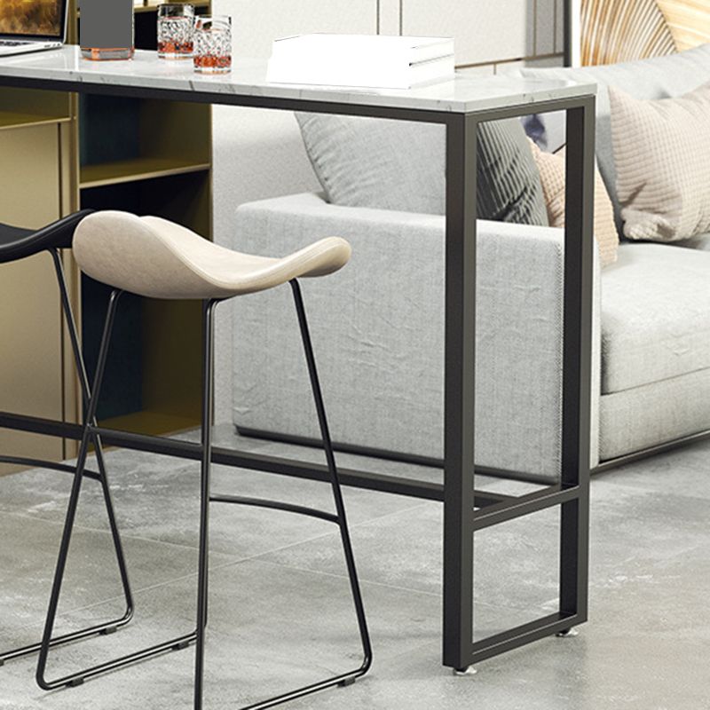 Industrial Bar Table Bar Height Rectangle Stone Top Pub Table for Indoor