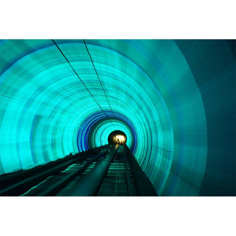 Long Tunnel Mural Contemporary Style Mildew Resistant Wall Covering for Fireplace