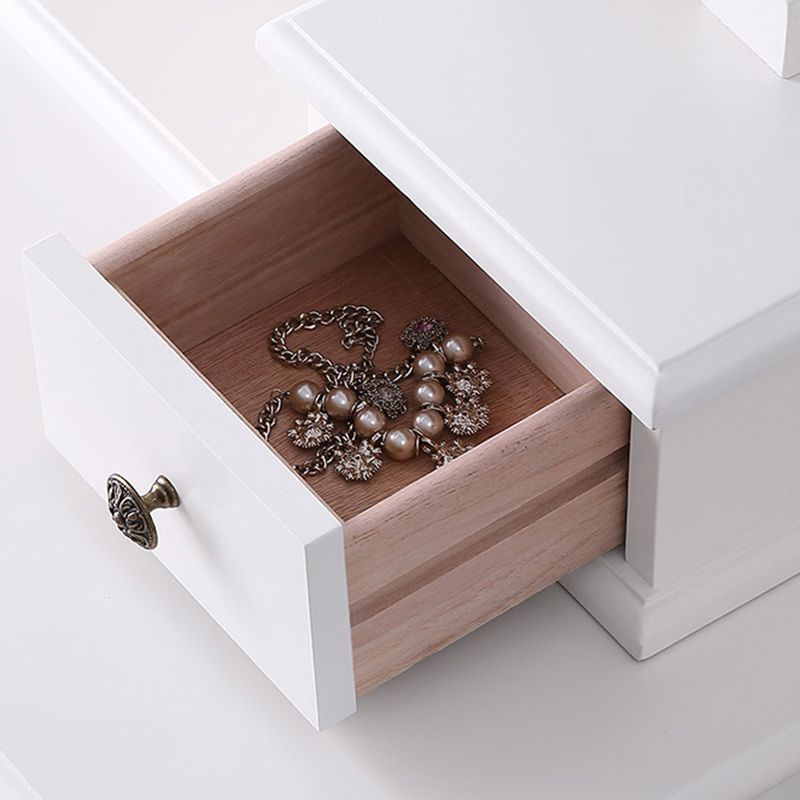 15.74" Wide Birch Vanity Set with Stool Make-up Vanity with Drawer and Mirror