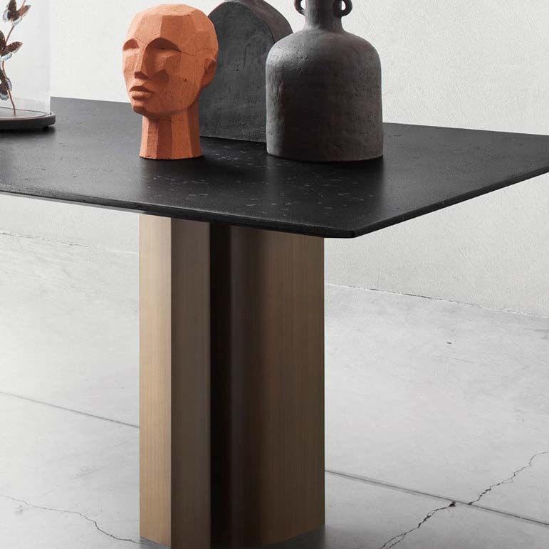 Industrial Style Sintered Stone Dining Table Rectangle Dining Table for Kitchen