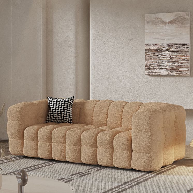 Scandinavian Sofa Beige Living Room Tuxedo Arm Standard Tufted Settee