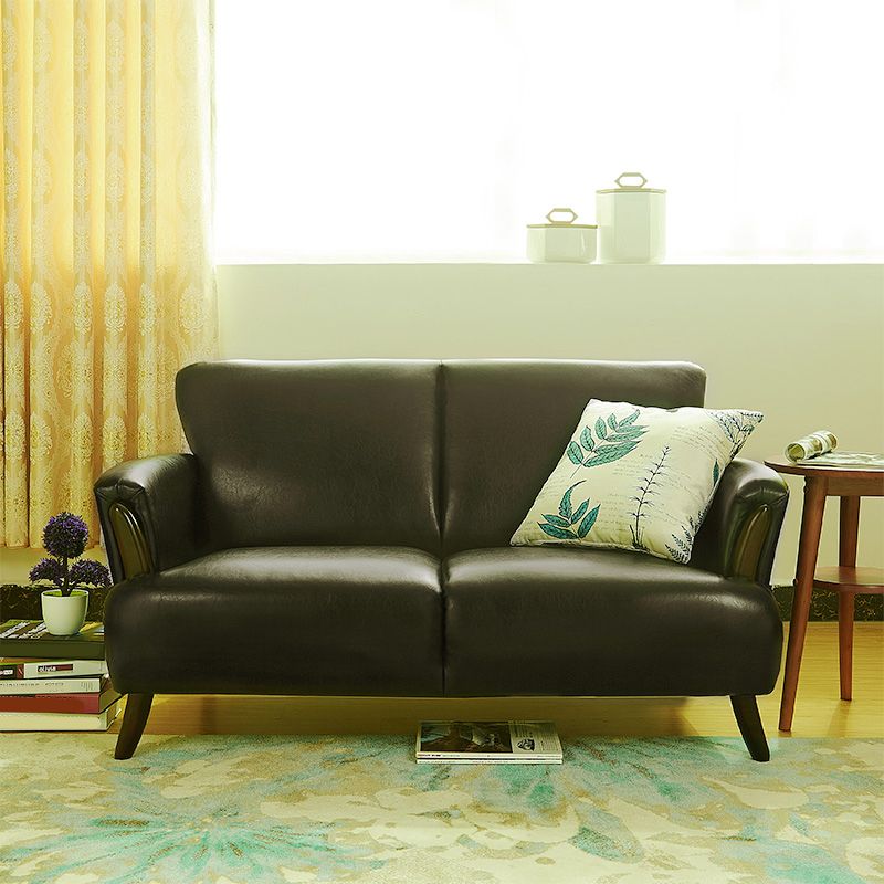 Flared Arm Standar Sofa with Tight Back Loveseat Faux Leather Sofa