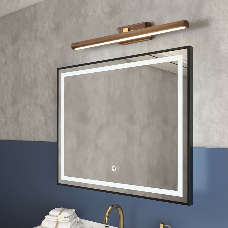 1 Light Tubular Vanity Wall Lights Modern Style Wood Vanity Mirror Lights