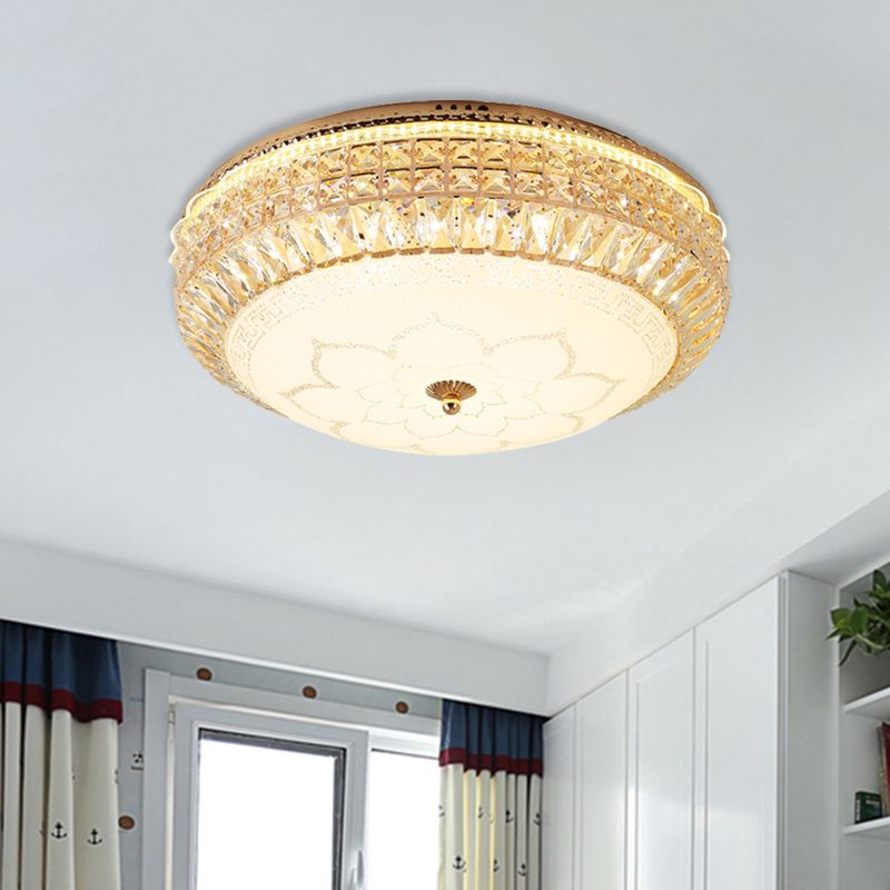 Runde facettierte Kristall Flush Mount Beleuchtung Modernistische LED Gold Flushmount Lampe für Wohnzimmer