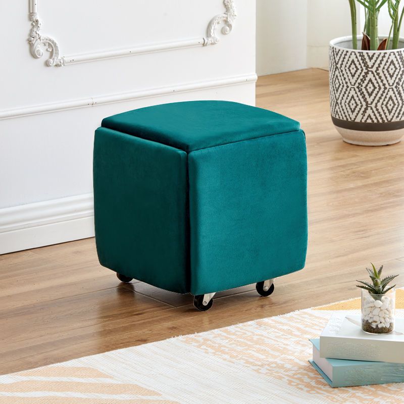 Modern Plain Boucle Ottoman Velvet Square with Storage Target Pouf