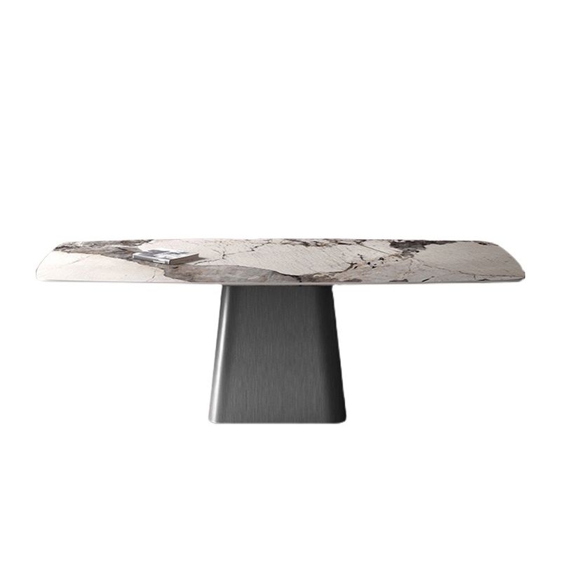 Rectangle Stone Dining Table Modern Dining Table with Pedestal Base