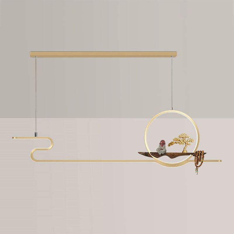 Luces de isla de forma lineal de estilo moderno Metal Dos accesorios de iluminación colgante