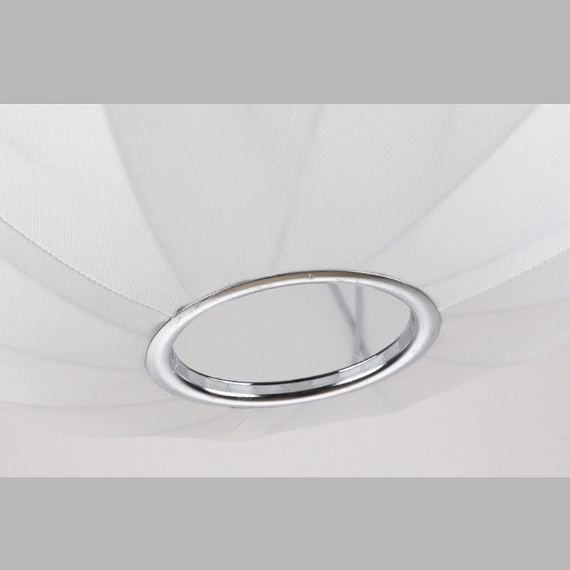 White Shaded Pendant Lighting Fixture Modern Fabric Hanging Ceiling Light for Restaurant