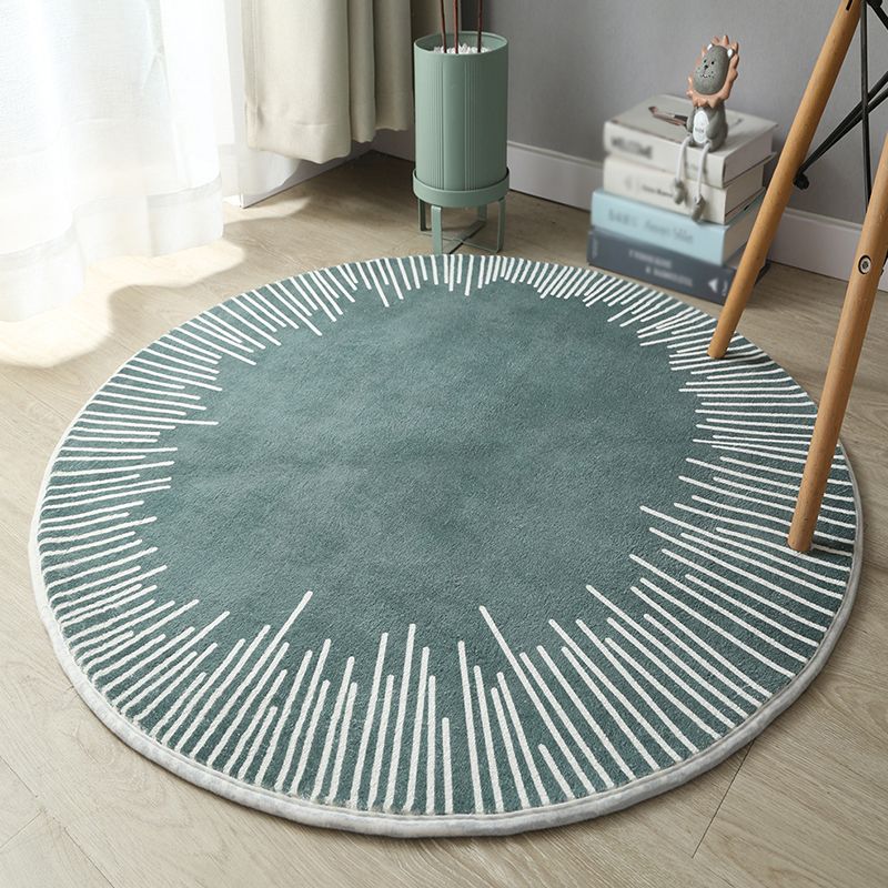 Multicolored Geometry Design Indoor Rug Trendy Contemporary Round Carpet Polyester Anti-Slip Backing Rug for Home Decoration