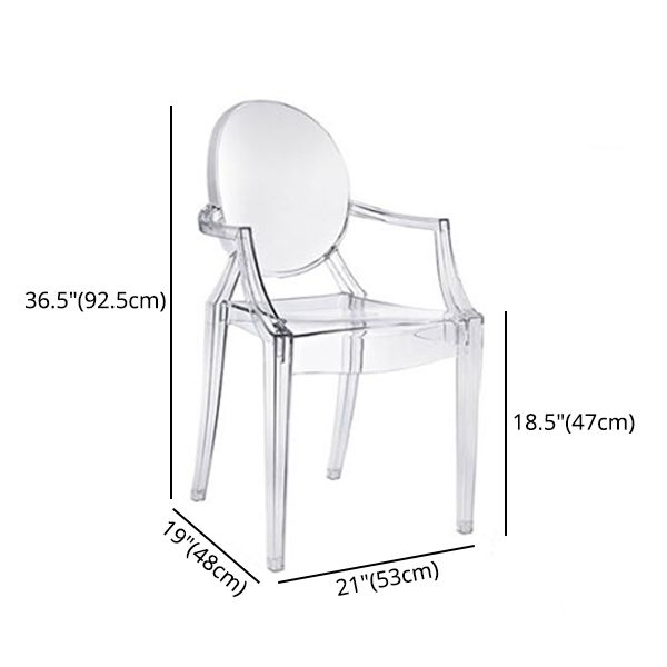 Chaise d'intérieur contemporaine en plastique à dossier ouvert, chaise de salle à manger de 21 pouces de large