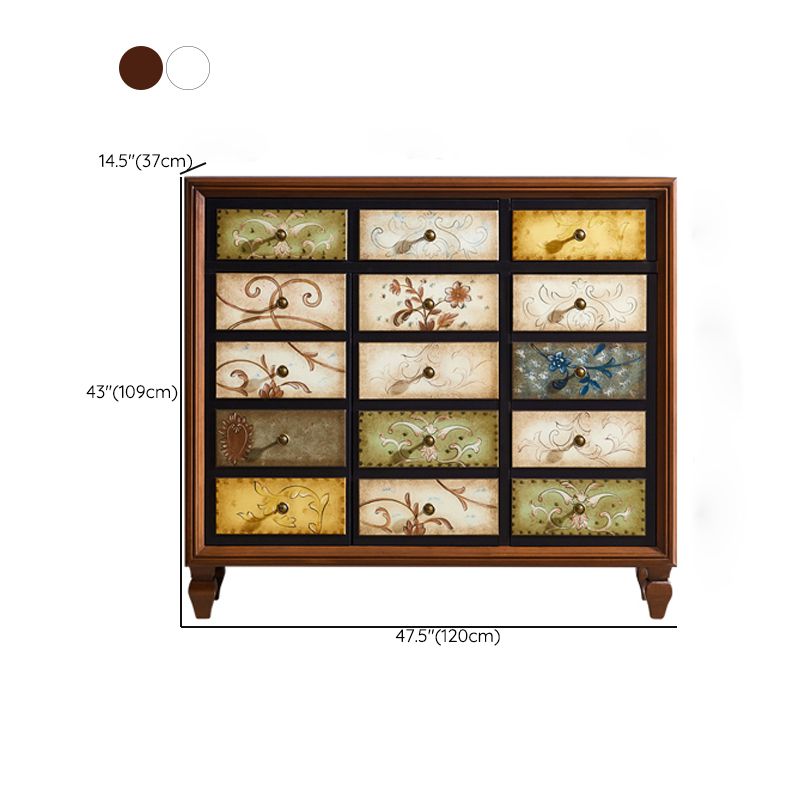 American Traditional Wooden Chest Home Storage Chest with Drawers