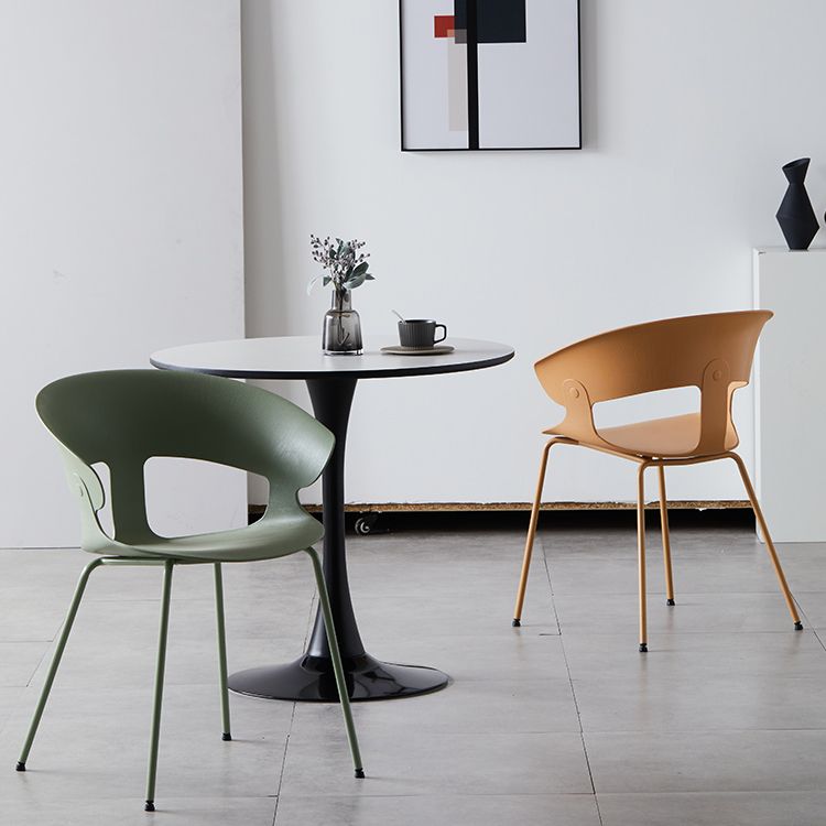 Sillón de comedor de metal industrial, sillas de comedor de plástico para uso en restaurantes