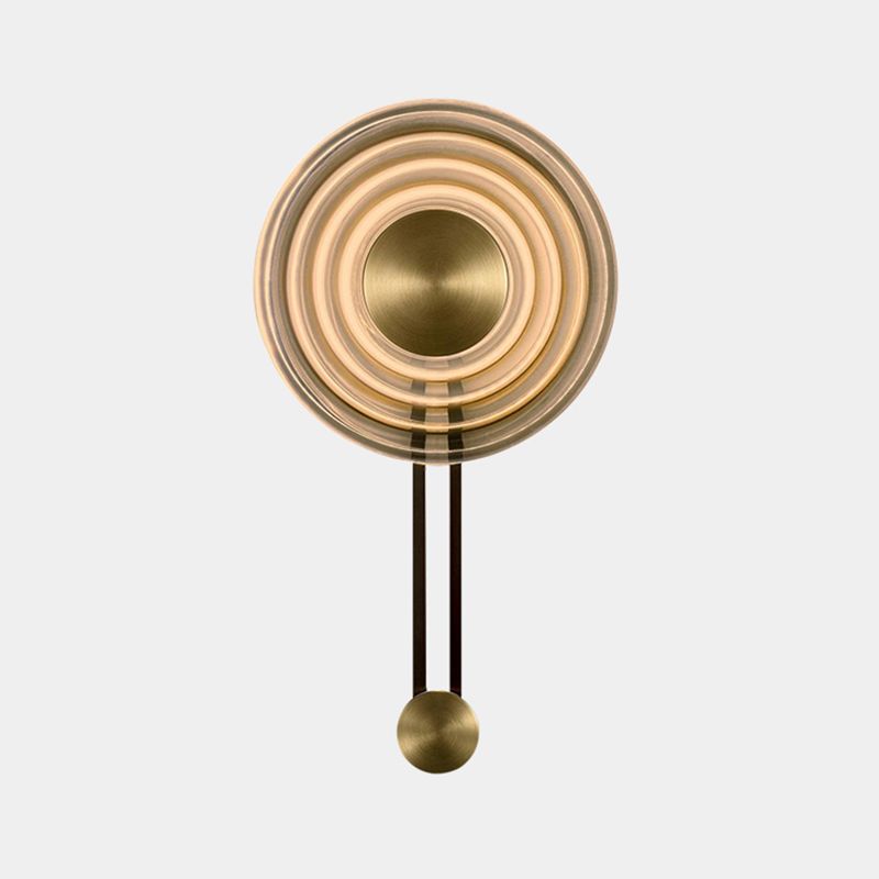 Round Shade Metal Wall Sconce Modern Style Single Light Wall Lighting Fixtures in Amber