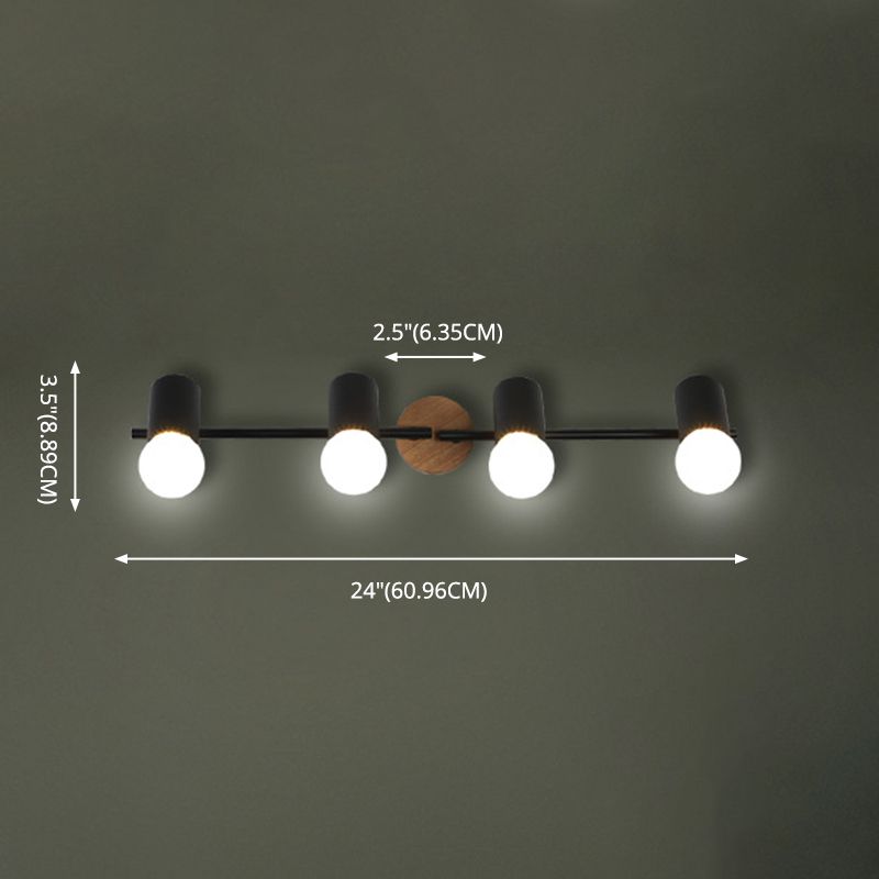 Surface Mounted Track Lights Retro Style Wood Adjustable Angle Home Bedroom Living Room Multi-lamp Ceiling Light
