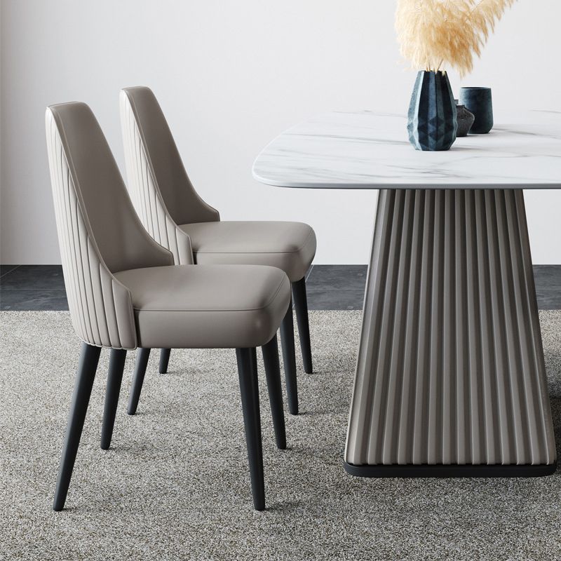 Nordic Metal Side Chair Parsons Armless Chair with Black Legs