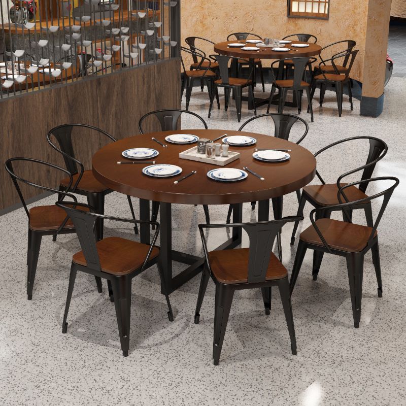Modern Dining Round Table Wooden Table with Metal Legs for Home
