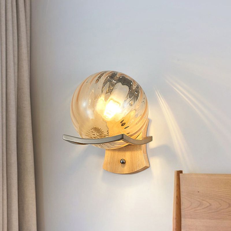 Modern Style Spherical Shape Wall Sconce Glass 1 Light Sconces for Bedroom