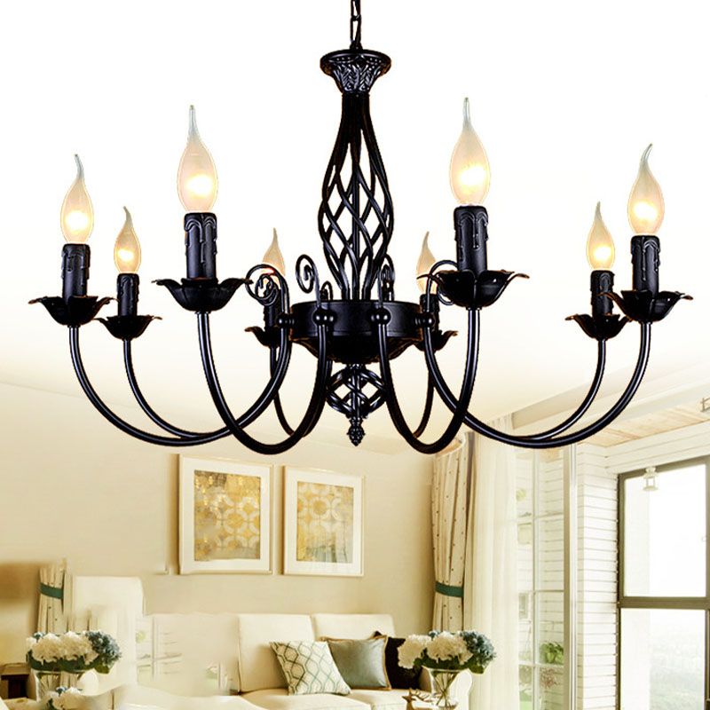 Classic American Minimalism Hanging Chandelier Light Metal Hanging Lamp Kit in Black Finish