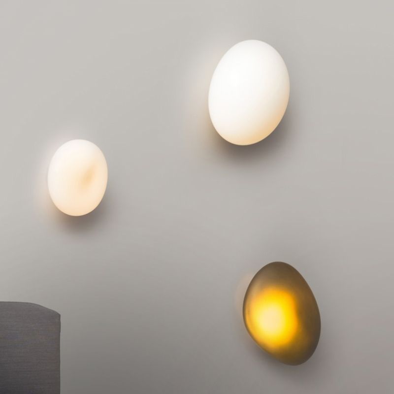 Nordic Style Iron Wall Light Cobblestone Shape Wall Lamp with Glass Shade for Bedroom