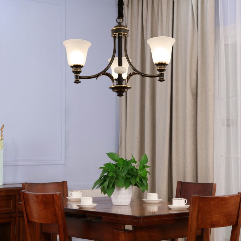 Copper Sputnik Pendant Light in Traditional Classic Style Glass Ceiling Light for Interior Spaces