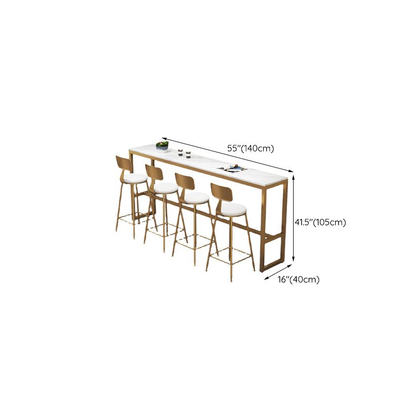 Glam Pub Table Faux Marble Rectangle Bar Table for Indoor and Breakroom