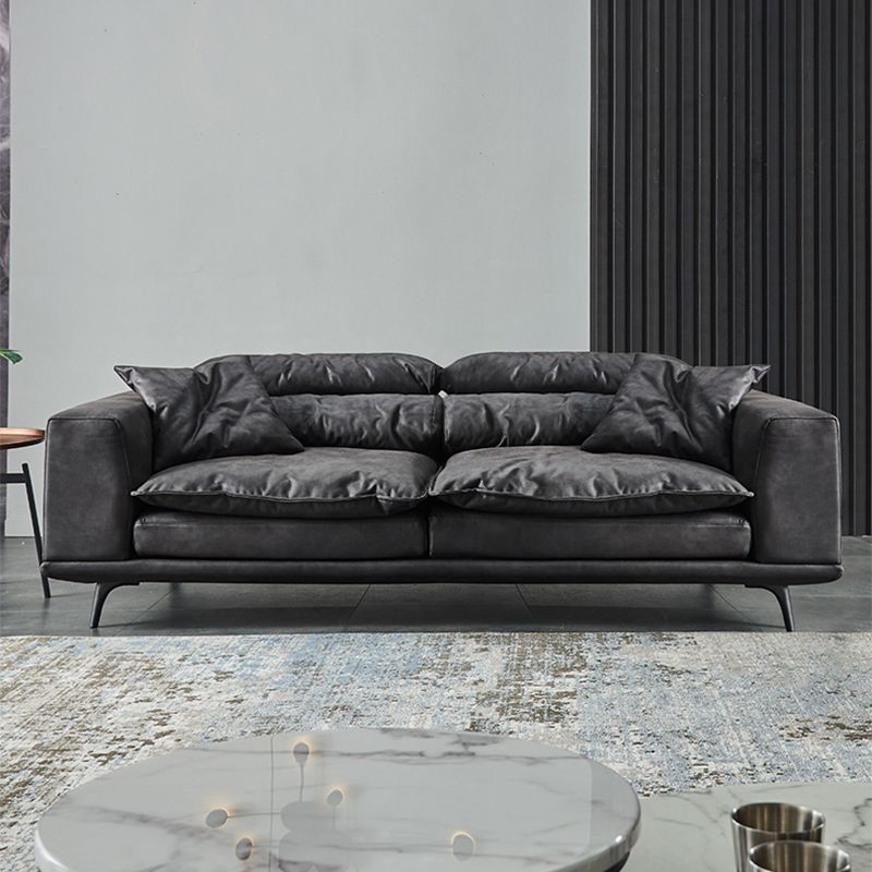 Square Armrest Cushioning Backrest Black Metal Sofa Legs Black Tech Fabric Sofa Bed