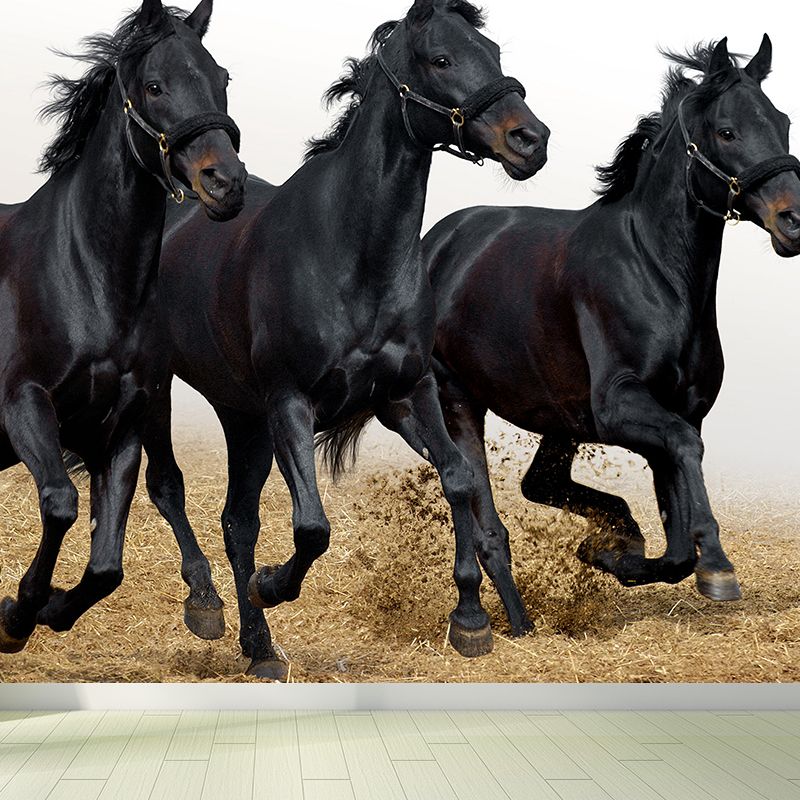 Big Energetic Horse Mural Wallpaper Decorative Contemporary Dining Room Wall Decor