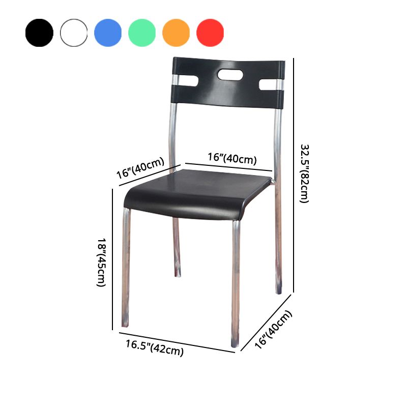 Silla de comedor contemporánea, silla lateral de comedor apilable sin brazos de metal con respaldo abierto