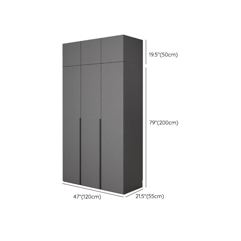 Modern Gray Storage Cabinet with Hinged Doors Faux Wood Cabinet for Bedroom