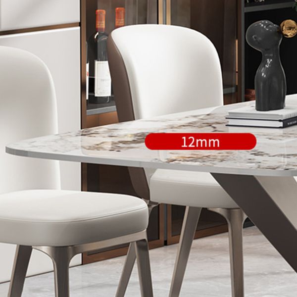 Metal Traditional Luxury Rectangle Dining Table Sintered Stone Table with Pedestal