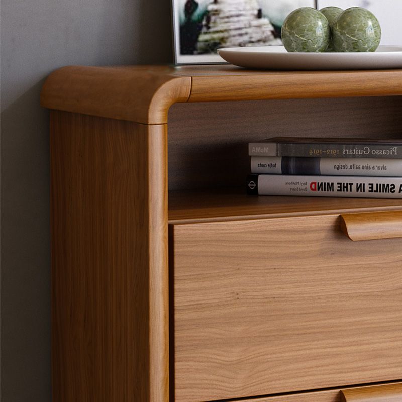 Modern Style Brown Storage Chest Dresser Solid Wood Chest with Drawers