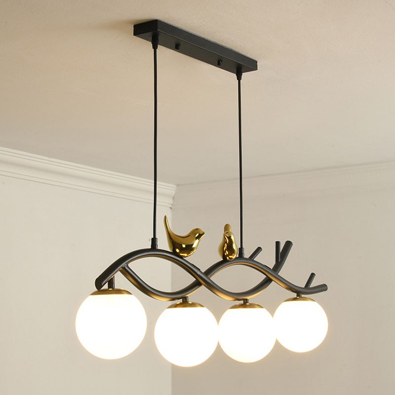 Industrial Kitchen Island Lighting Black Globe Shaded Ceiling Light for Home