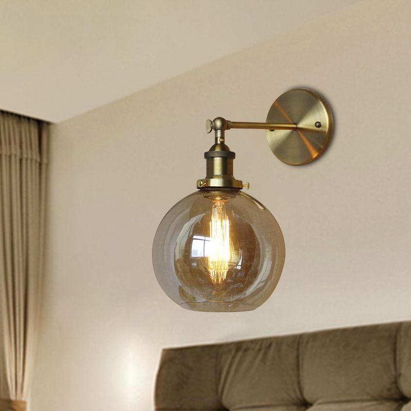 Clear Glass Globe Wandbeleuchtung Industrial Style 1 Licht Schlafzimmer Leuchte Leuchte