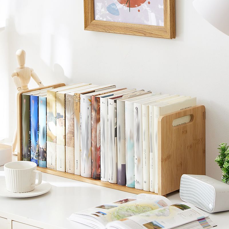 Horizontal Contemporary Bamboo Bookcase Open Back Bookshelf for Home Use