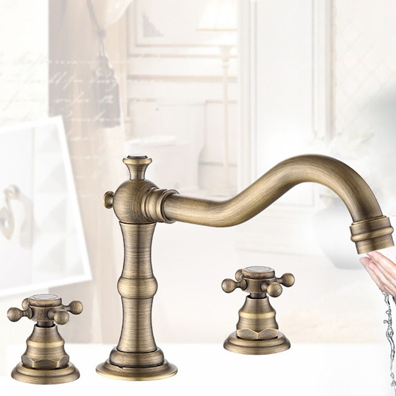 Dual Handle Vintage Vanity Sink Faucet Industrial Basin Lavatory Faucet