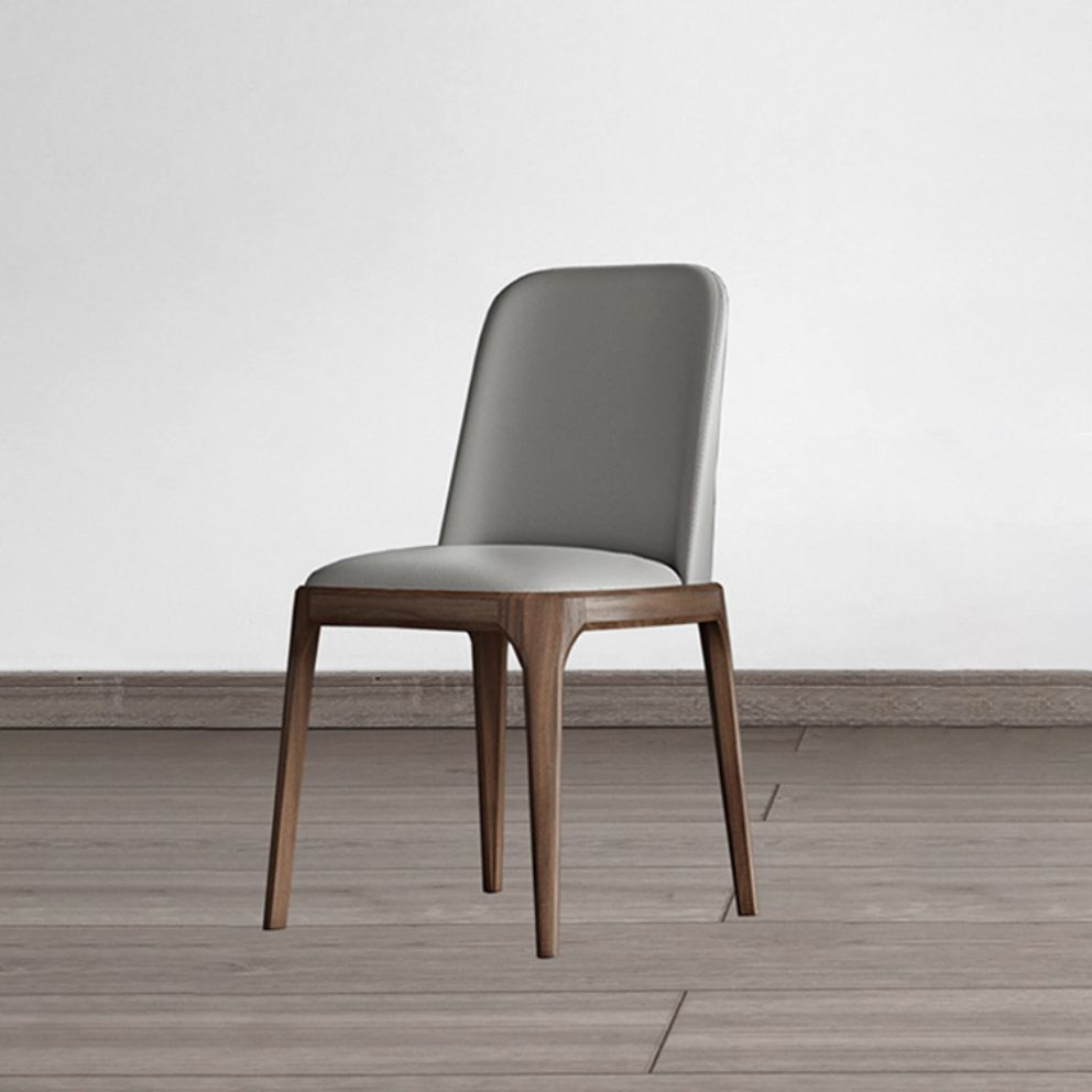 Chaise d'appoint industrielle en cuir de frêne, finition mate, chaise de salle à manger Parsons (Ensemble de 2)