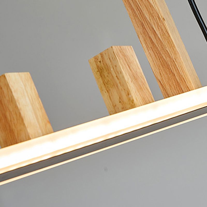 Wood Linear Island Lighting Modern 1-Light Island Pendant Lights