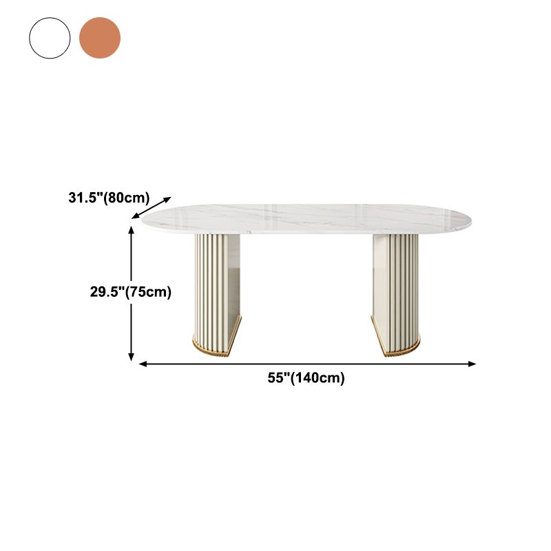 Double Pedestal Dinner Table Traditional Luxury Oval Dining Table for Home