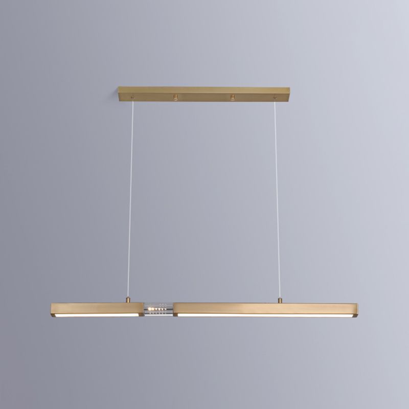 Moderne Rechteckinselinsel Kronleuchter 1-Licht-LED-Anhänger Beleuchtungskörper mit Kristall