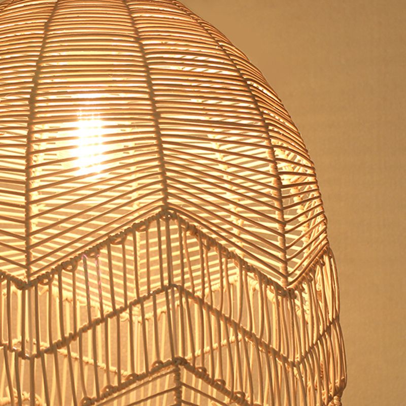 1-Light Bamboo Suspended Lighting Fixture Pendant Light Kit for Tea Room