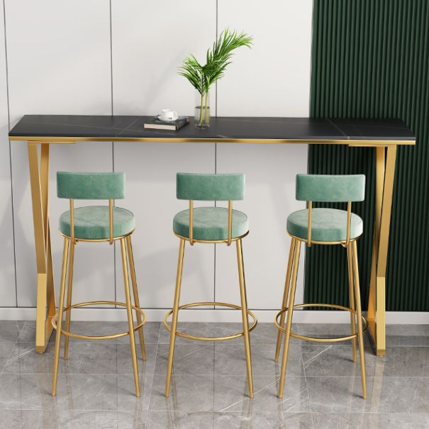 Glam Style Bar Table Rectangle Stone Bar Dining Table for Home