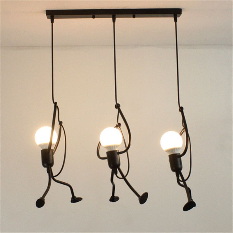 Style Industrial Style Light Swing in ferro battuto Lam lampade appeso in nero